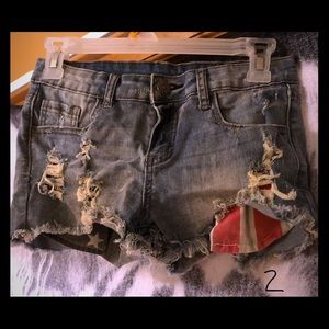 Demon Jean Short with American Flag Pockets